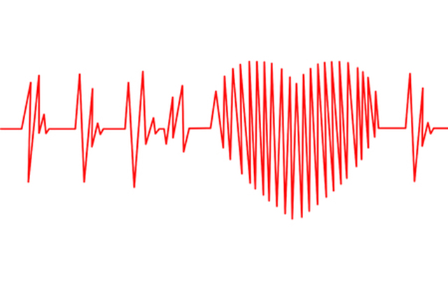 Vector image of a heart trace in red